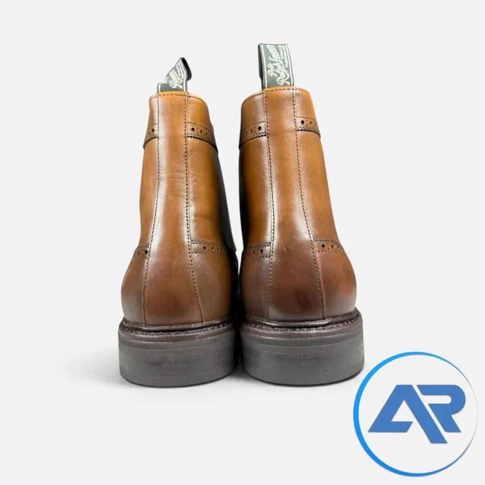 NEW Polo Ralph Lauren Asher Leather Wingtip Dress Boots Brown Men's Size 10.5